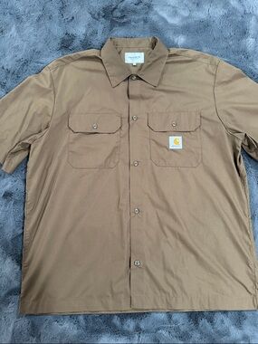 Carhartt WIP Work In Progress Men's Short Sleeve Button-Down Shirt in Brown XXL
